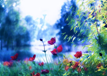 Level with the flowers 